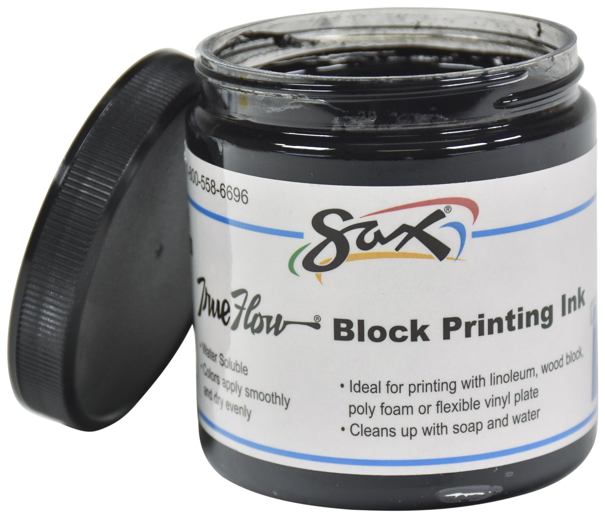 Sax 1299777 True Flow Water Soluble Block Printing Ink - 16 Ounces - Black - Image 3