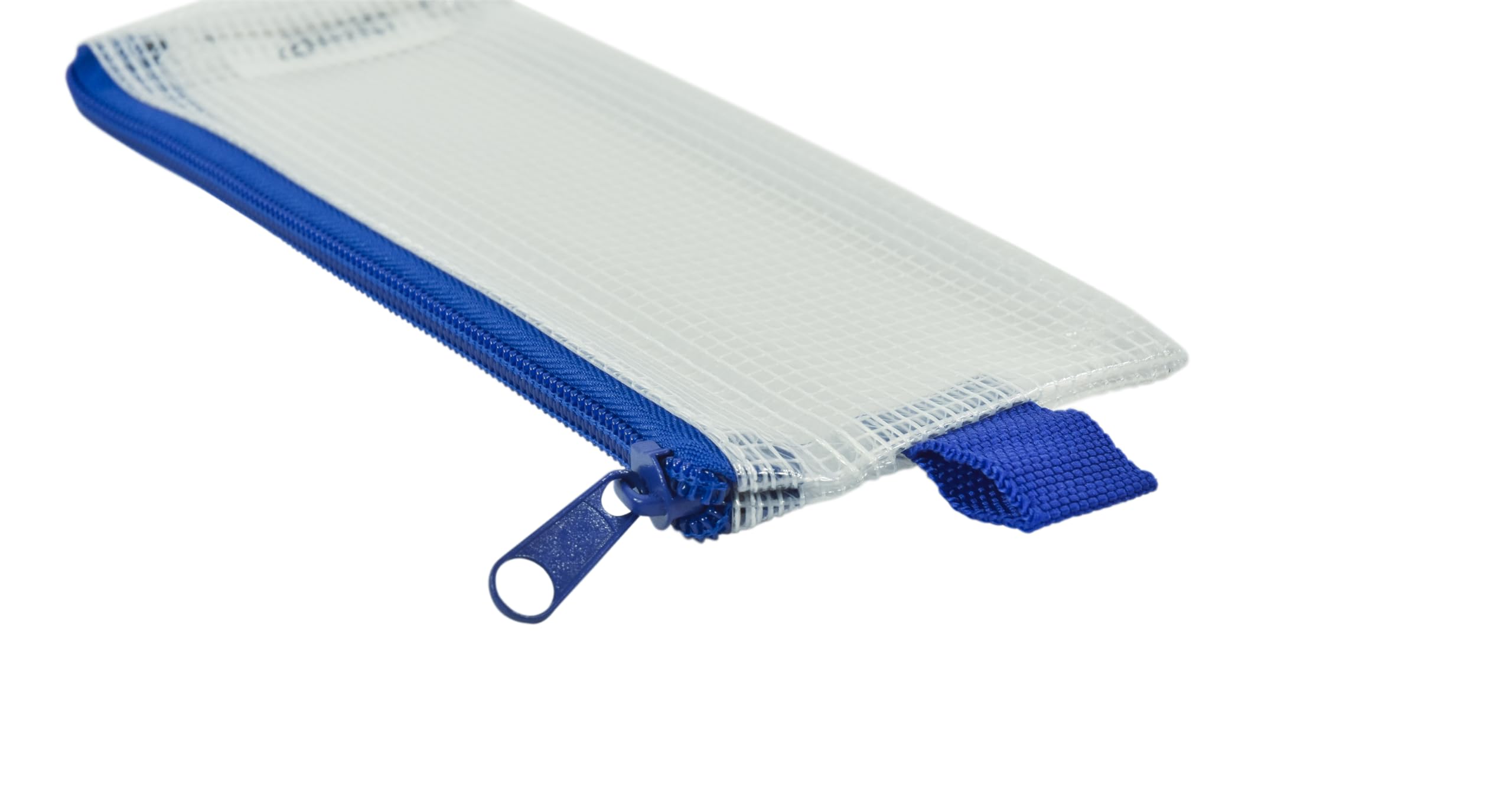 Sax Mesh Tool Case Pouch for Pencils, Pens, Markers, and School Supplies, 3 x 8 inches, Clear with Blue Trim, Pack of 10 - Image 5