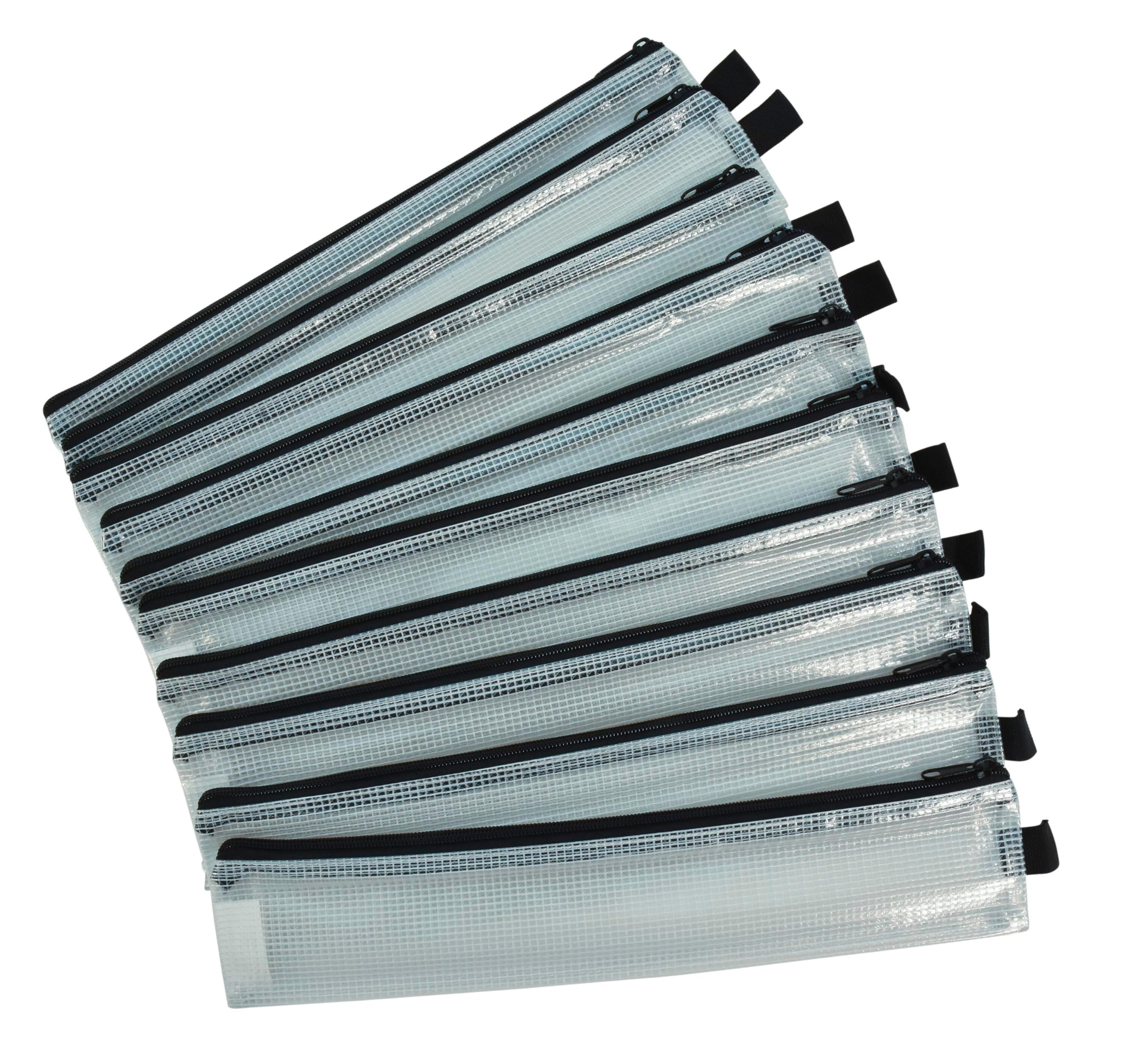 Sax Mesh Tool Case Pouches, 3 x 14 inches, Clear with Black Trim, Pack of 10 - Image 3