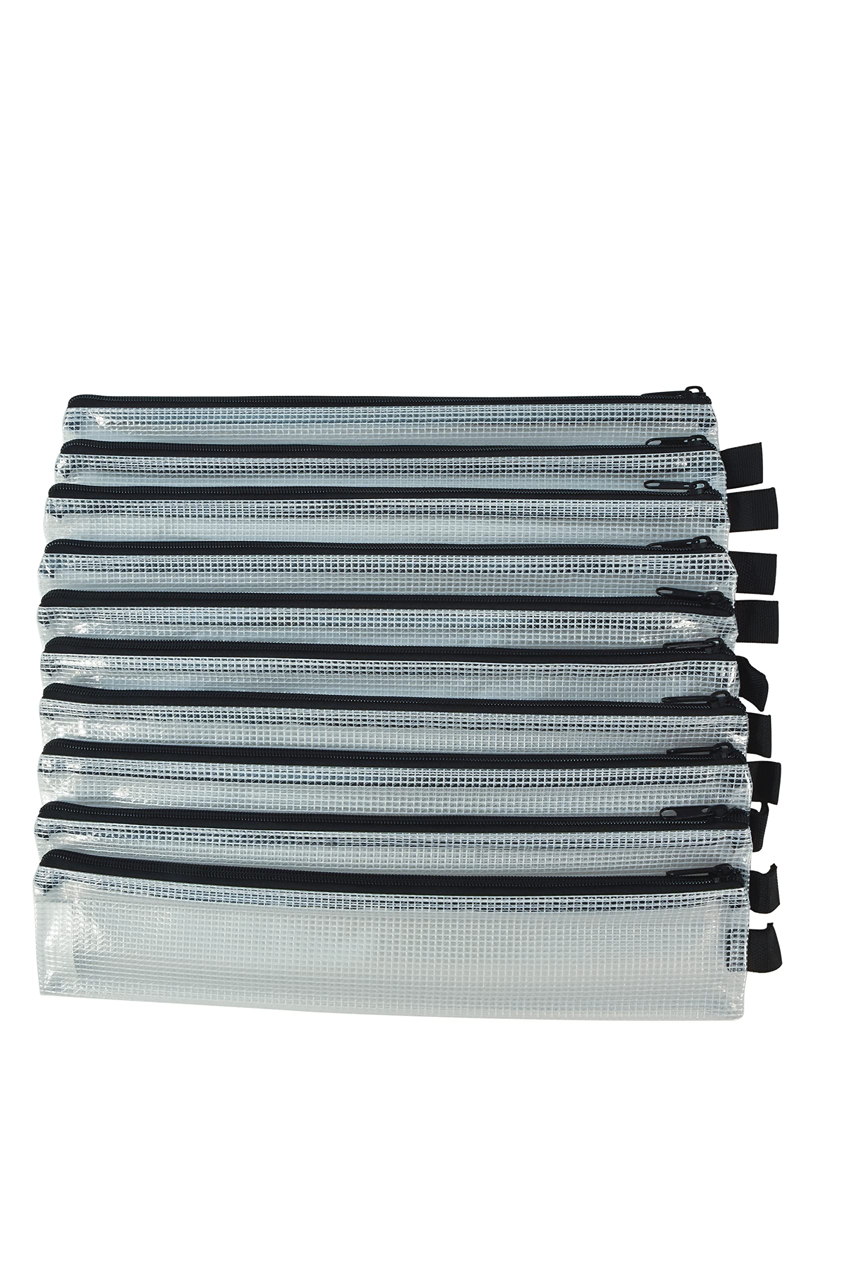 Sax Mesh Tool Case Pouches, 3 x 14 inches, Clear with Black Trim, Pack of 10 - Image 7