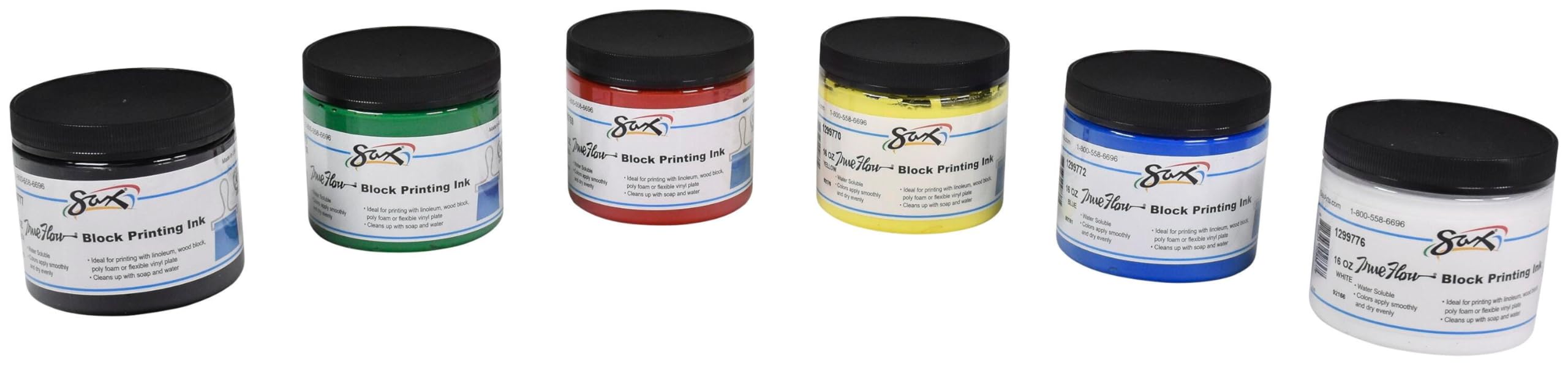 Sax True Flow Block Printing Ink - 16 Ounces - Assorted Colors - 1299780, Pint, Set of 6 - Image 7