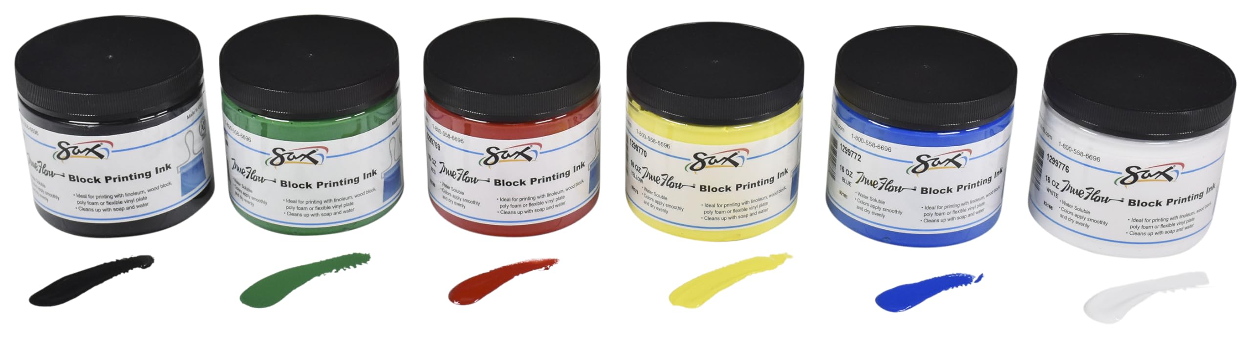 Sax True Flow Block Printing Ink - 16 Ounces - Assorted Colors - 1299780, Pint, Set of 6 - Image 8