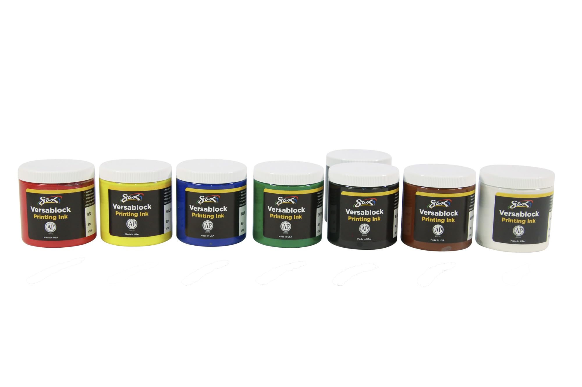 Sax Versablock Block Printing Inks for School and Arts and Crafts Use, Assorted Colors, 8 Ounce Jars, Set of 8 - Image 3